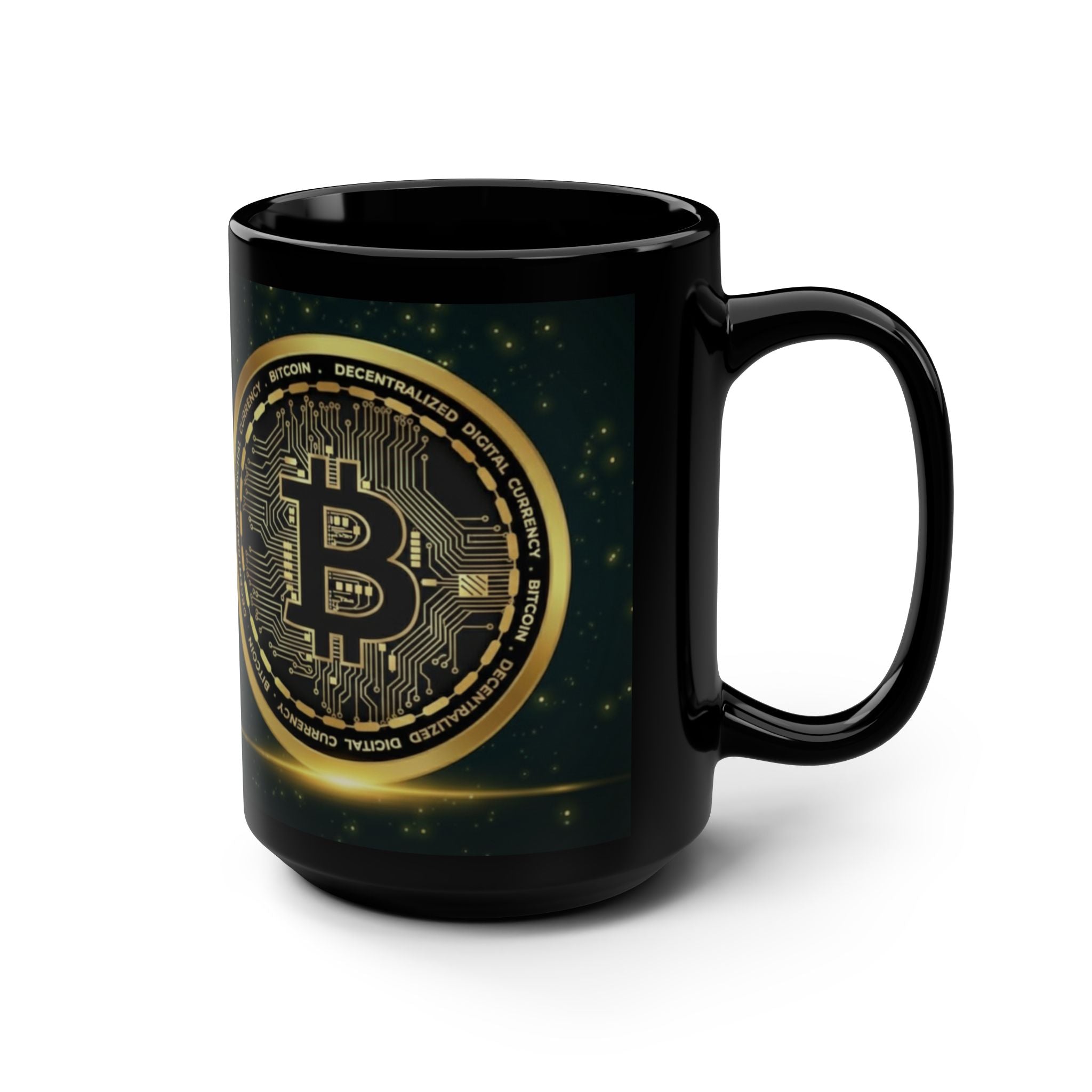 Bitcoin Black Mug, 15oz