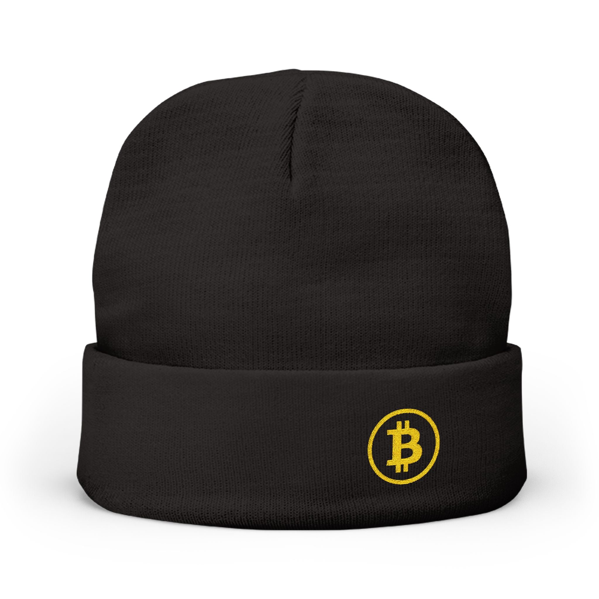 Bitcoin Logo Knit Beanie — Embroidered Winter Hat