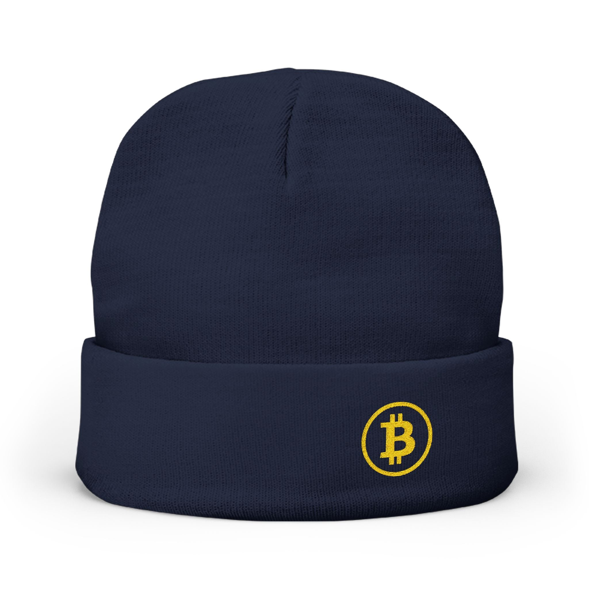 Bitcoin Logo Knit Beanie — Embroidered Winter Hat